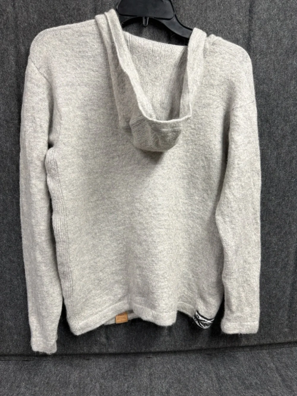 PAKA Men's Crewneck Sweater Hoodie in Light Gray Handmade.